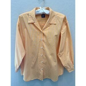 GAP | Y2K Vintage Fashion Yellow Gingham Button Down Long Sleeve Top | Small
